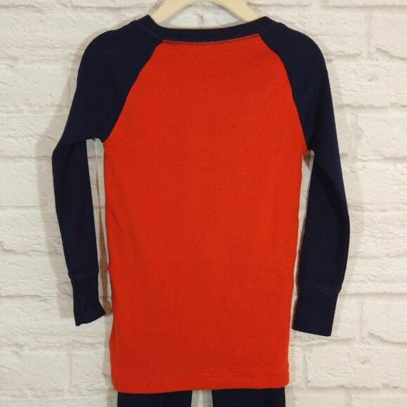 F Gap Kids Boys Orange Navy Game Over Organic Cotton Long Sleeve PJ Set NWT 4 - Picture 4 of 9